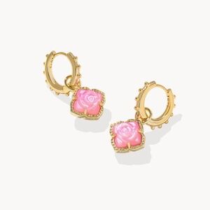 Kendra Scott Mallory Rose Gold Huggie Earrings in Blush Ivory Mother-of-Pearl